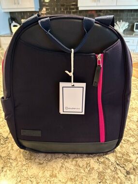 Navy Pickleball Backpack with Pink Zip Accent
